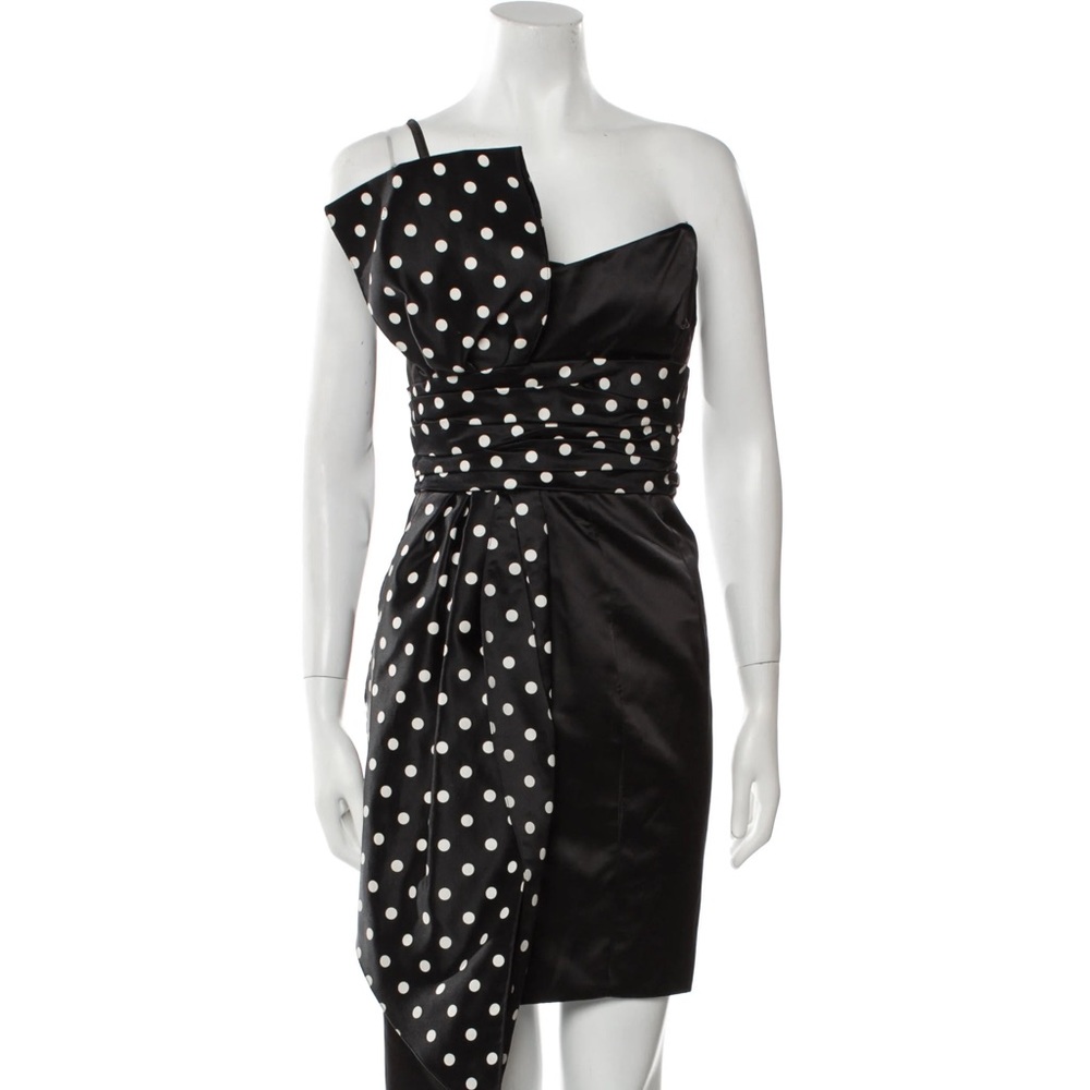 Vintage 1980s Bernard Perris Corseted Polkadot Dress